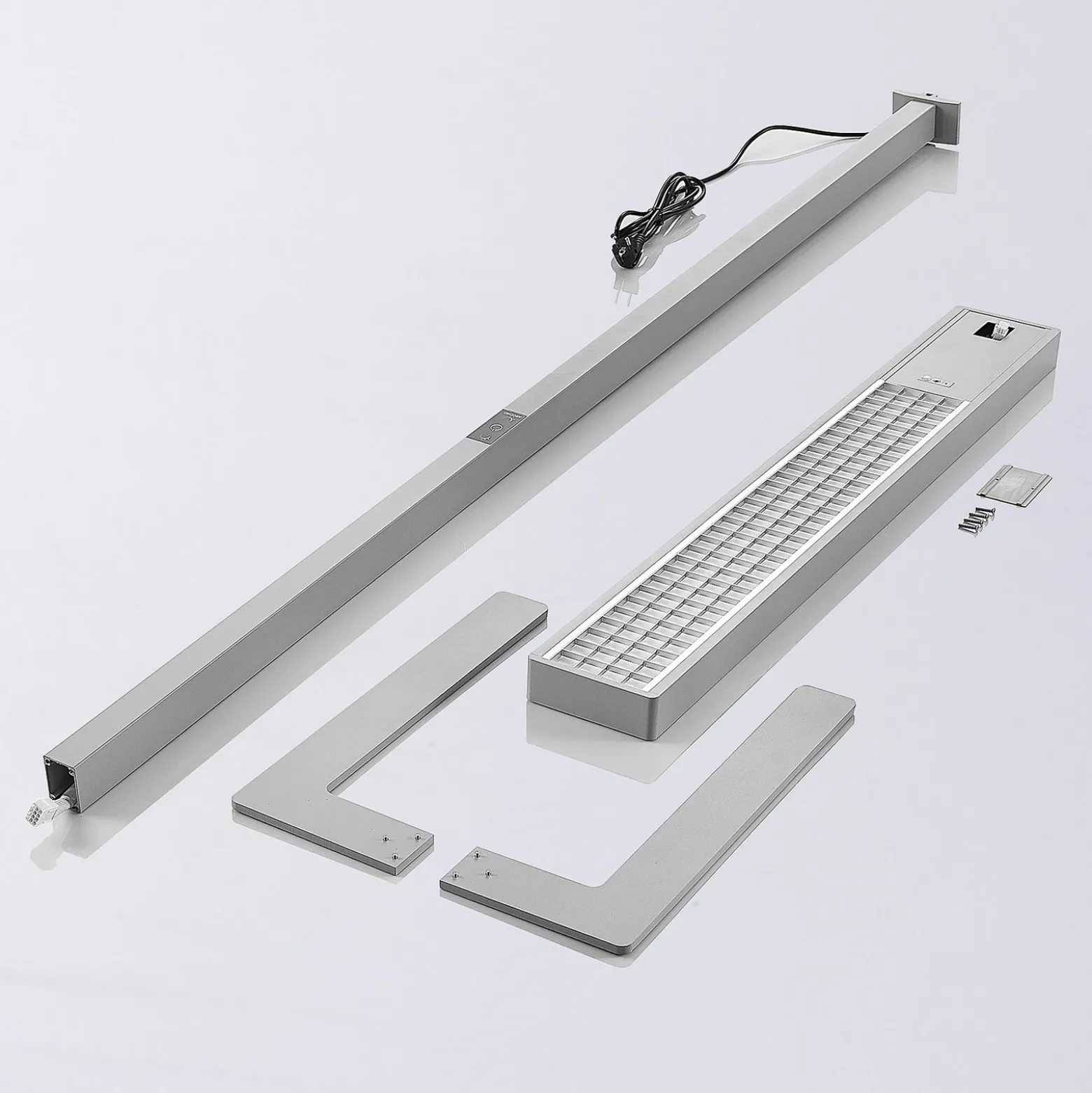 Arcchio Lámpara de pie LED para oficina Susi, set de 2, plata, sensor