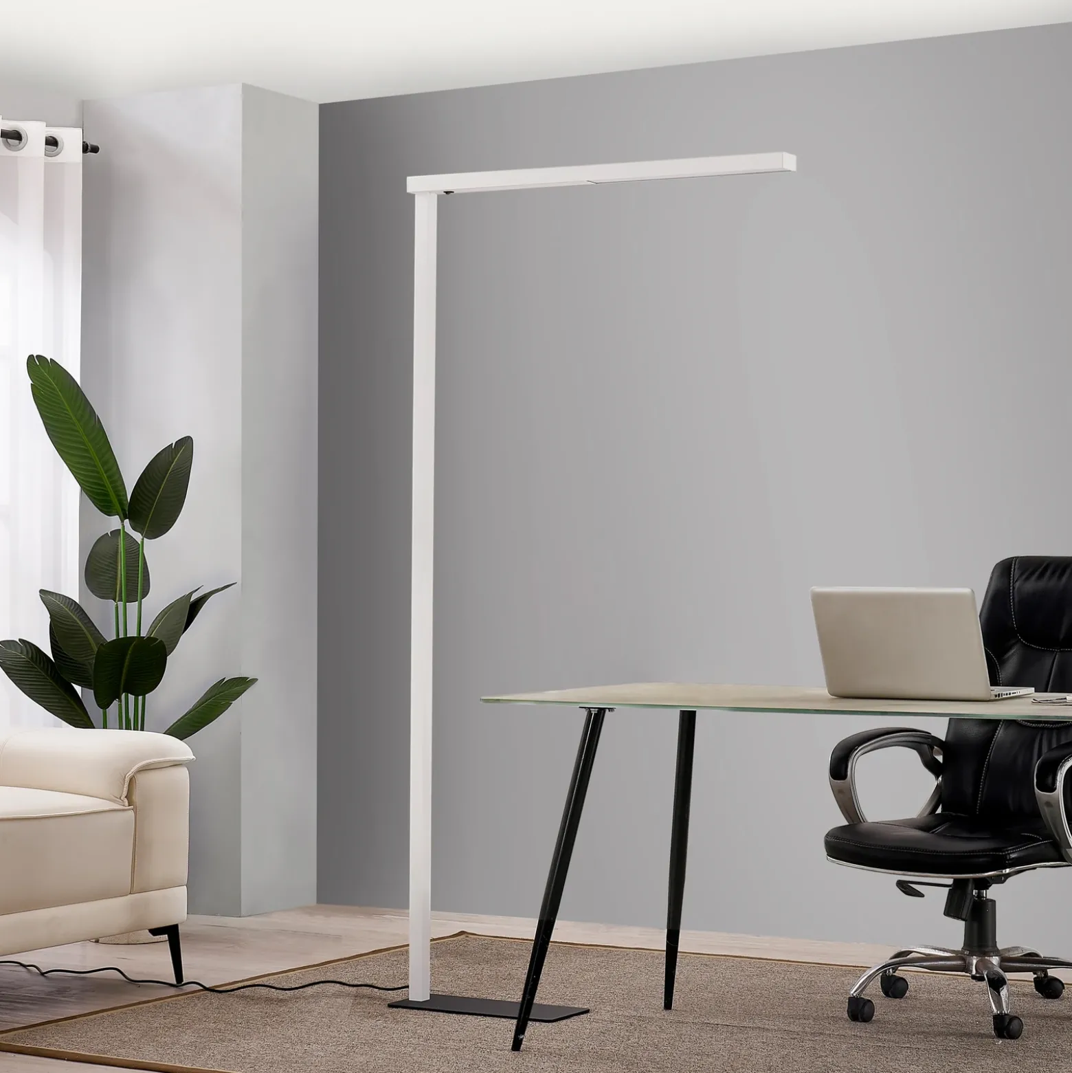 Arcchio lámpara de pie LED para oficina Tamilo, blanco, metal, 194 cm
