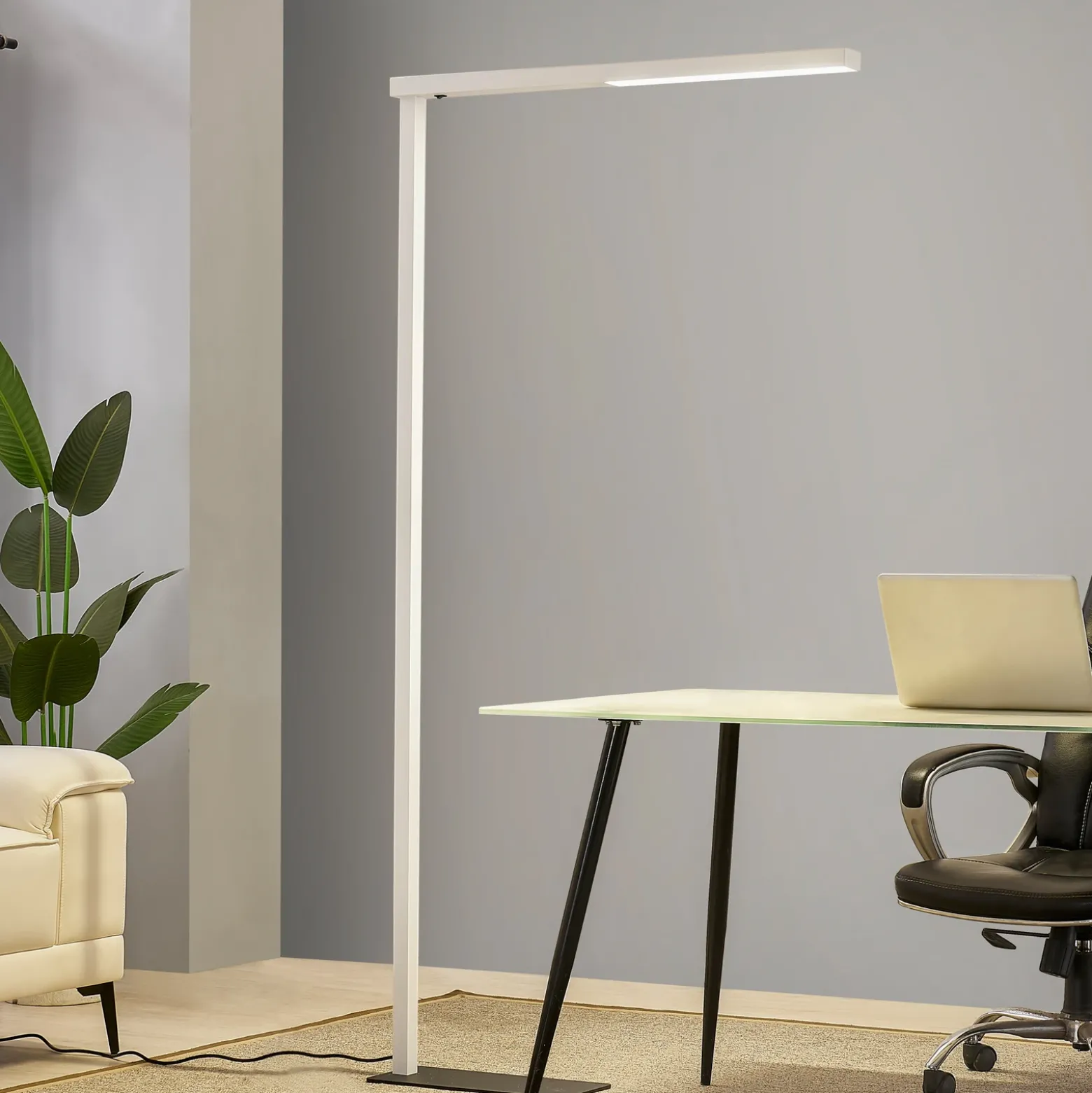 Arcchio lámpara de pie LED para oficina Tamilo, blanco, metal, 194 cm