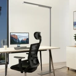 Arcchio lámpara de pie LED para oficina Tamilo, plata, metal, 194cm