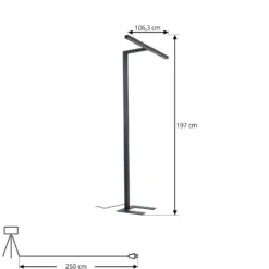 Arcchio Lámpara de pie LED para oficina Jolinda, en forma de T, negra, 4.000 K