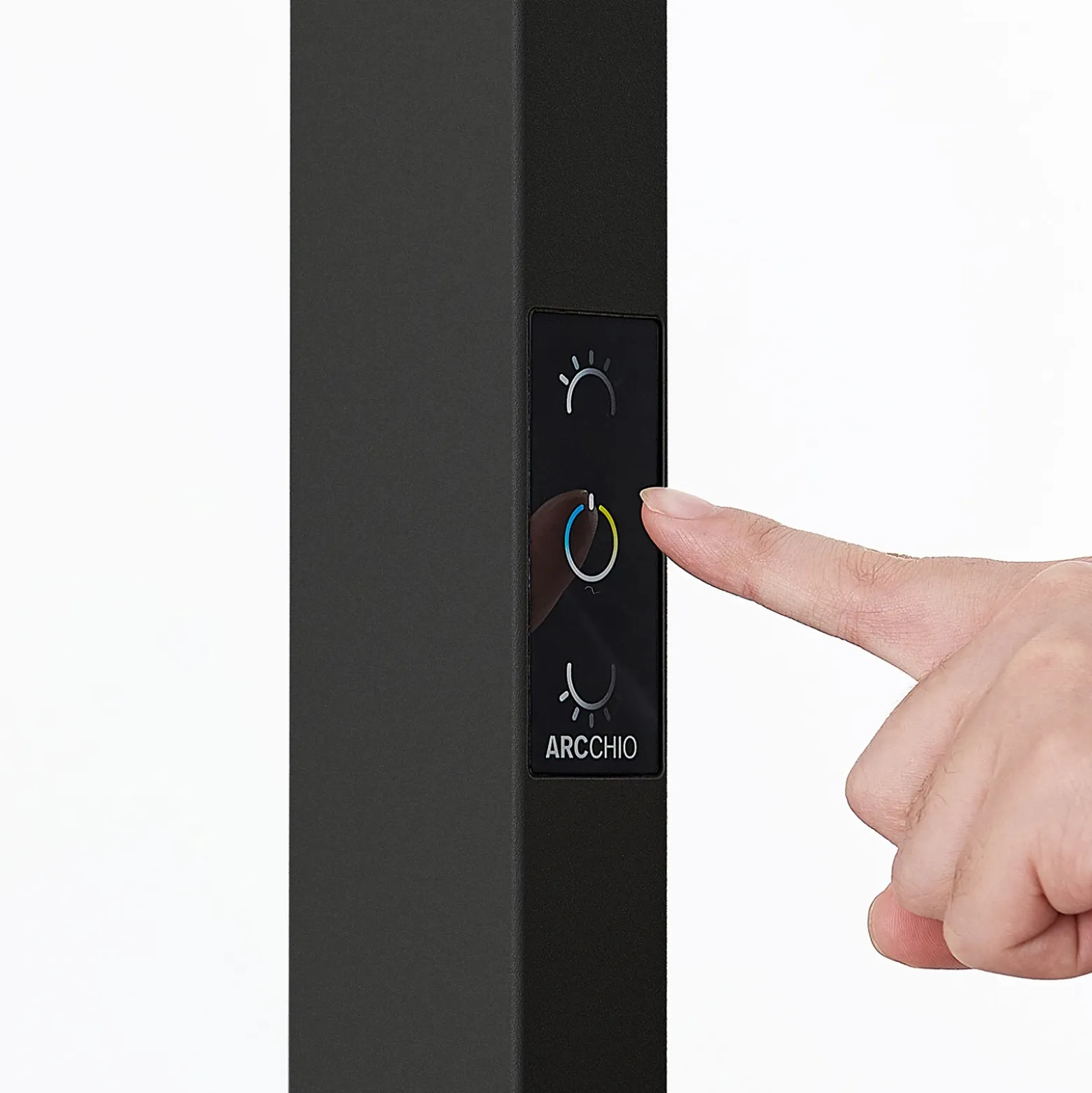 Arcchio lámpara de pie LED para oficina Susi, negra, sensor, regulador táctil