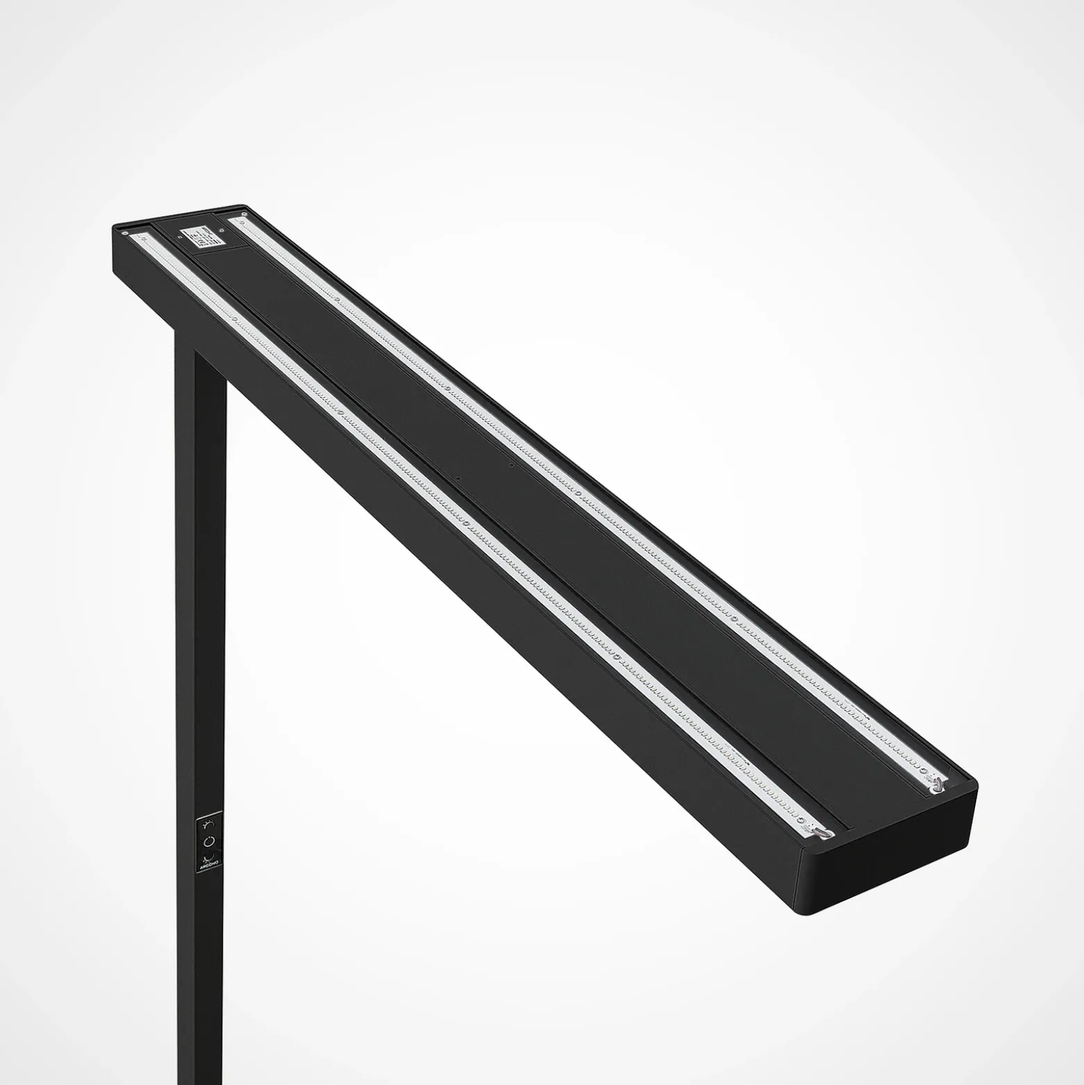 Arcchio lámpara de pie LED para oficina Susi, negra, sensor, regulador táctil