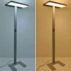 Arcchio lámpara de pie LED para oficina Aila, plata, sensor de luz diurna