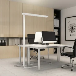 Arcchio Lámpara de pie LED para oficina Susi, set de 2, blanca, sensor