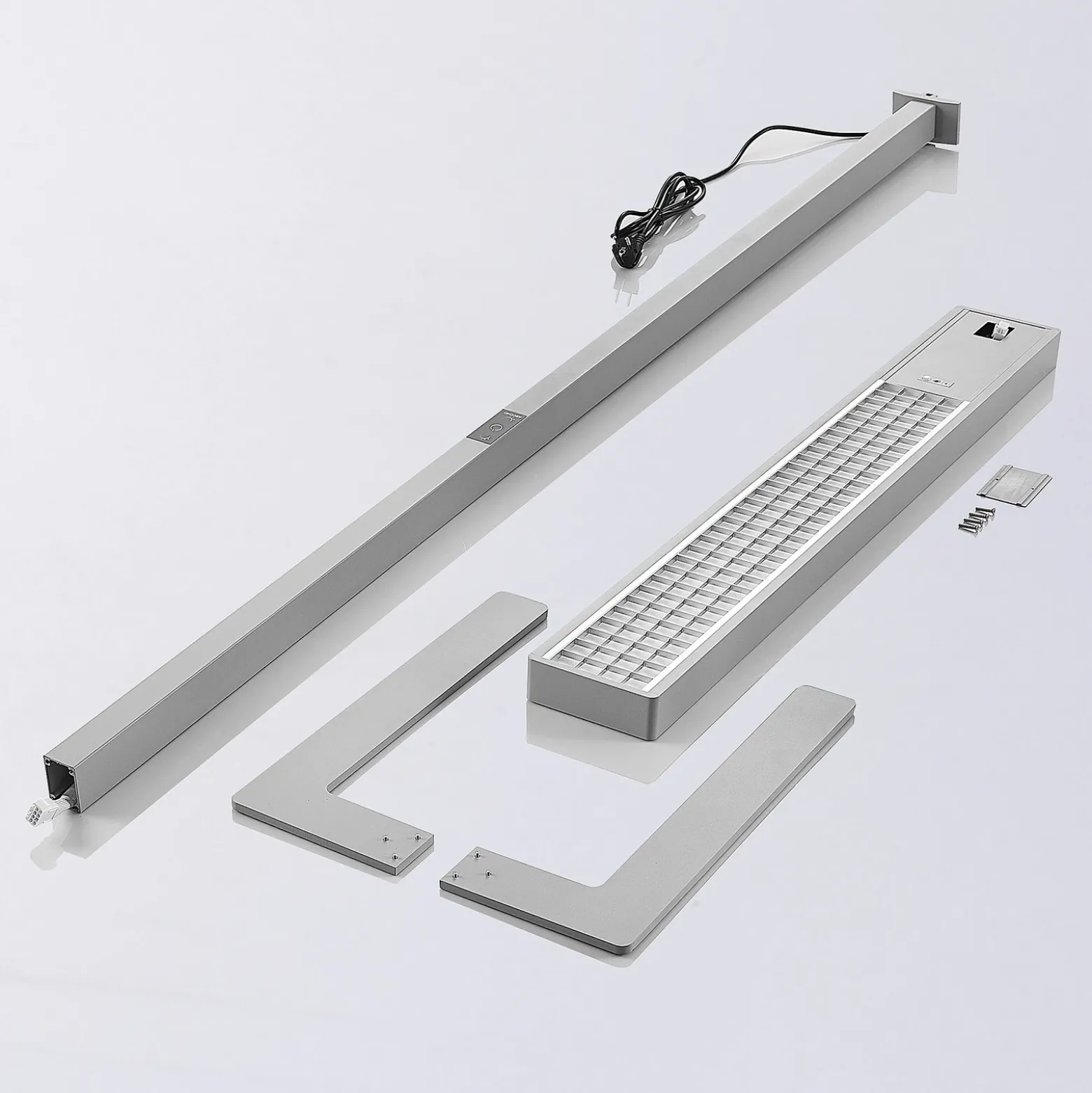 Arcchio lámpara de pie LED para oficina Susi, plata, sensor, regulador táctil
