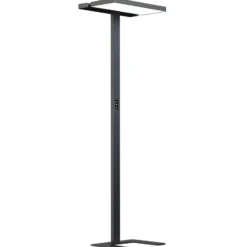 Arcchio Lámpara de pie para oficina Aila, negra, sensor de luz diurna