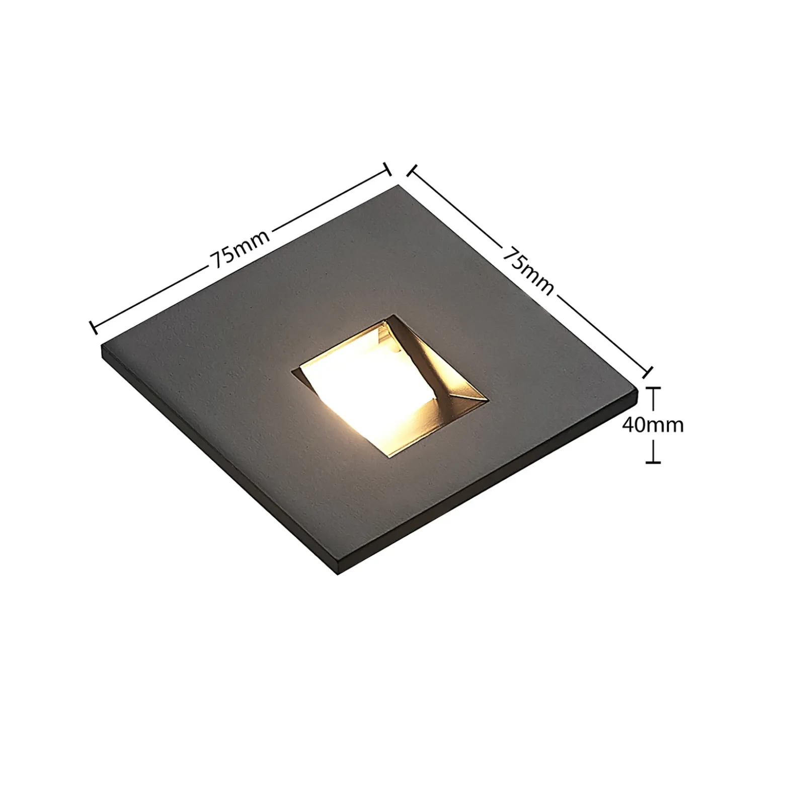 Arcchio Lámpara empotrable LED Vexi, 7,5 cm x 7,5 cm, negra, CCT