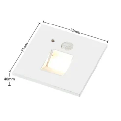 Arcchio Lámpara empotrable LED Neru, 7 cm, blanca, angular, sensor