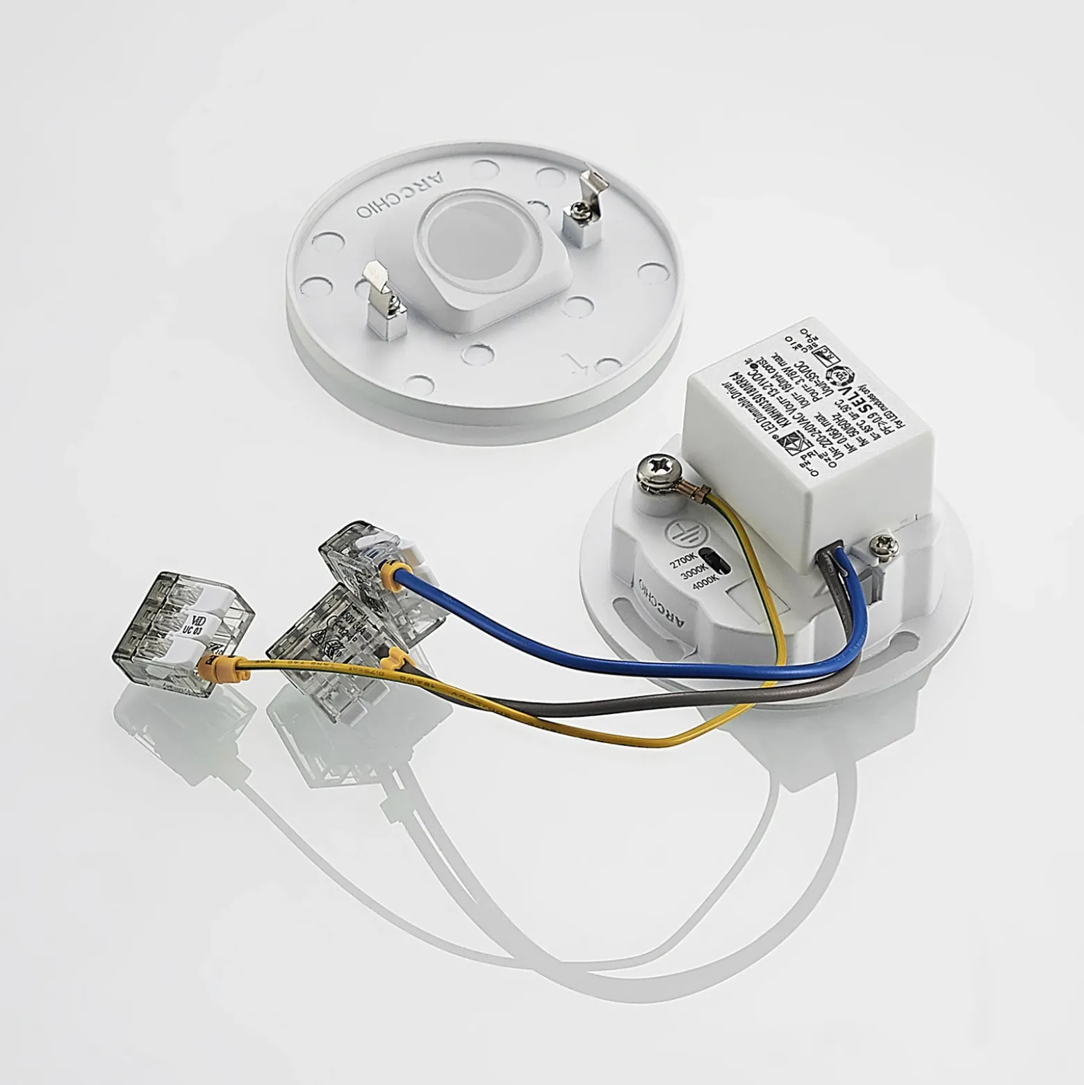 Arcchio Lámpara empotrable LED Vexi, Ø 7,5 cm, blanco, aluminio, CCT