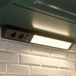 Arcchio Lámpara LED bajo mueble Ovano, 62 cm, negro, aluminio