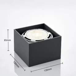 Arcchio Mabel downlight de techo, 12 cm x 12 cm, gris, GU10