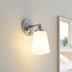 Arcchio Mahdi aplique para baño, cromo, cristal, 11cm, IP44