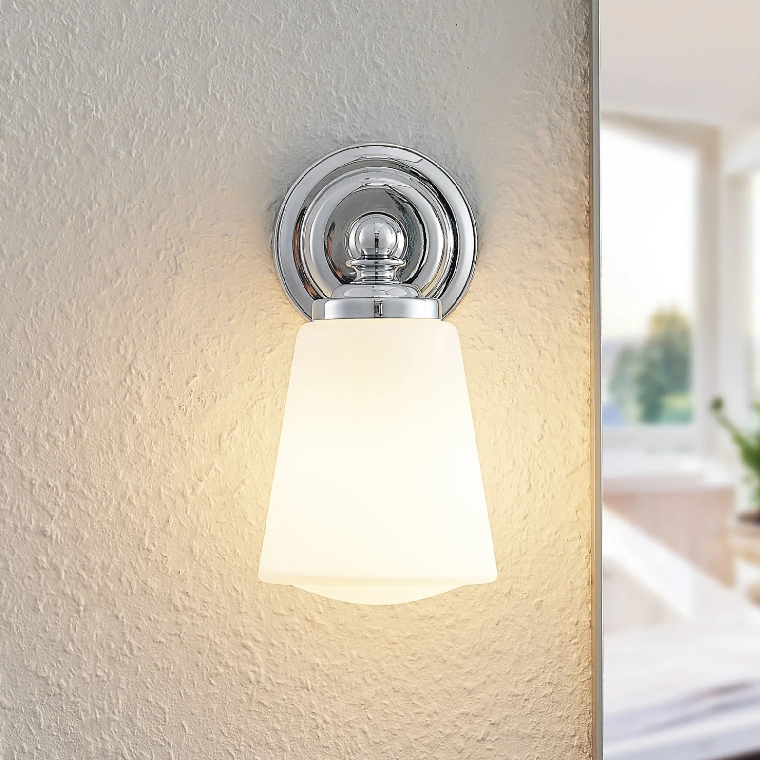Arcchio Mahdi aplique para baño, cromo, cristal, 11cm, IP44