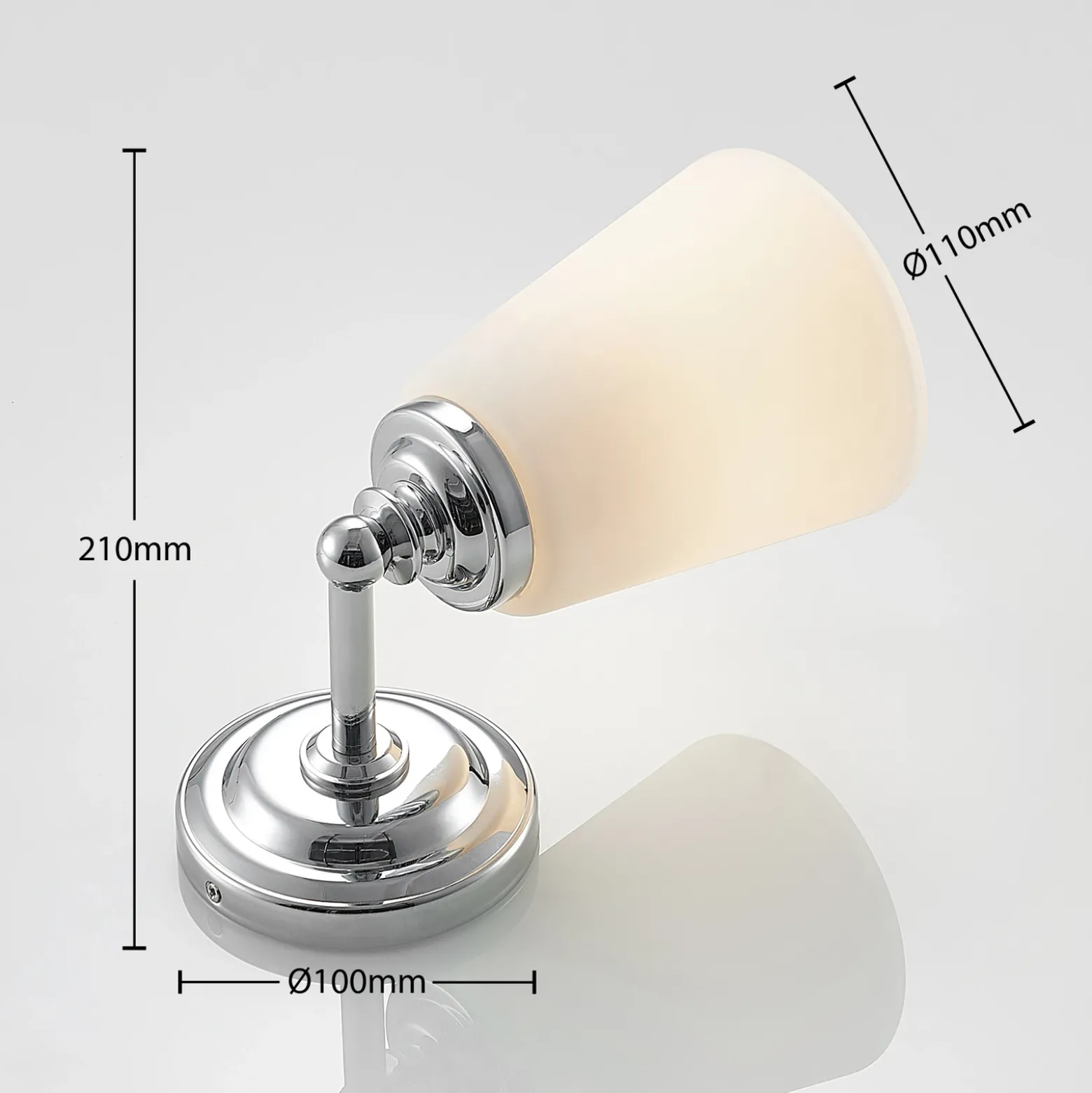 Arcchio Mahdi aplique para baño, cromo, cristal, 11cm, IP44