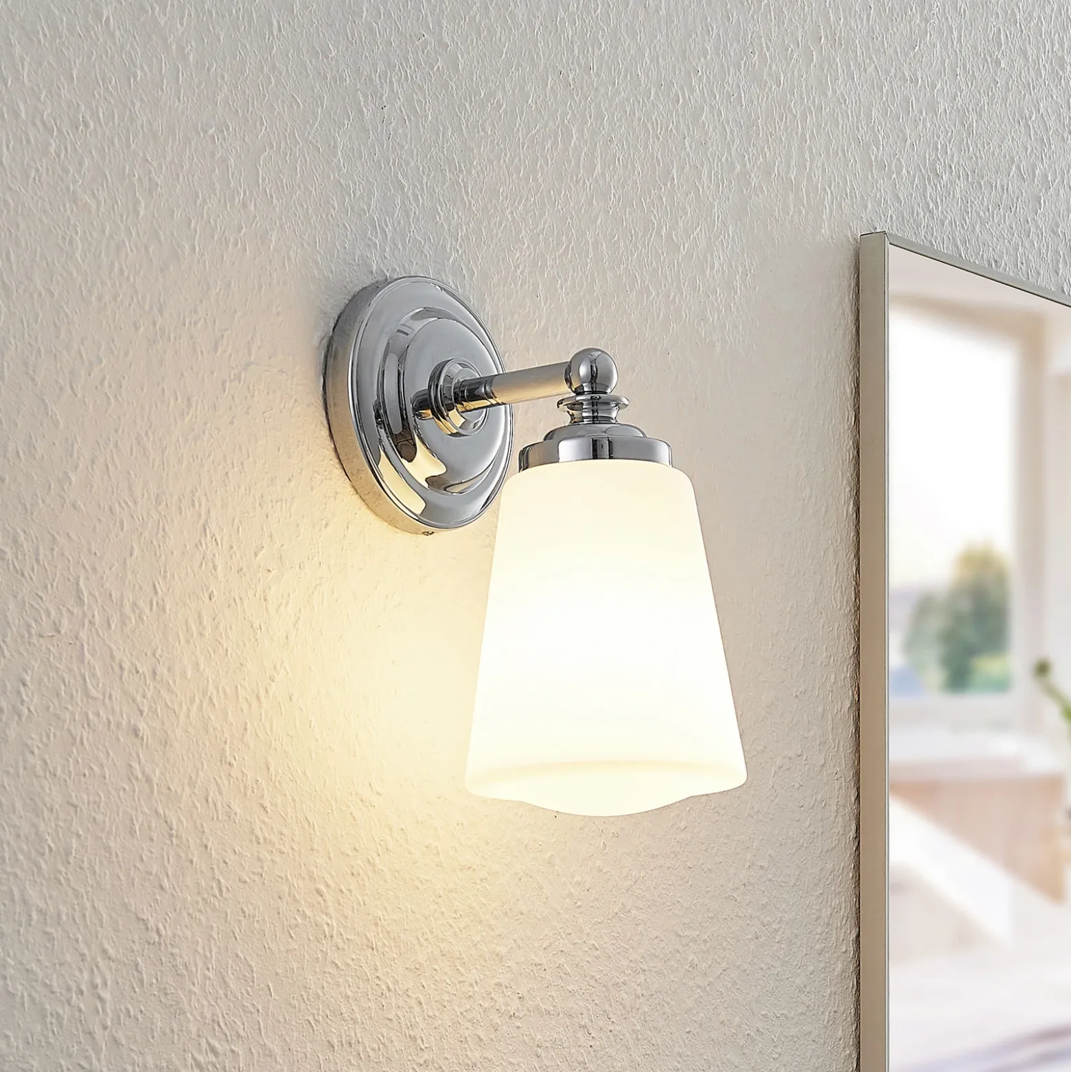 Arcchio Mahdi aplique para baño, cromo, cristal, 11cm, IP44