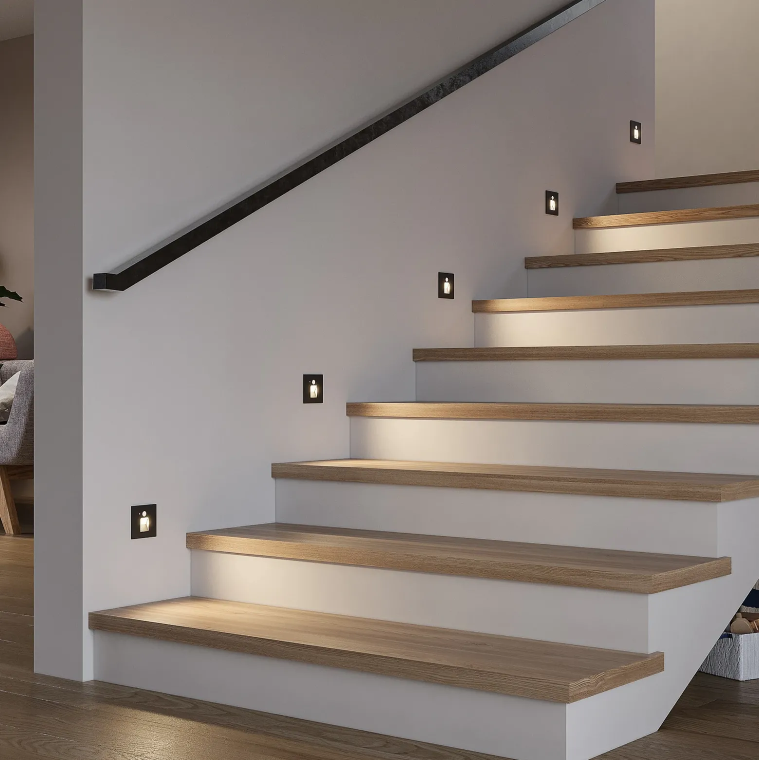 Arcchio Neru empotrada LED sensor angular, negro