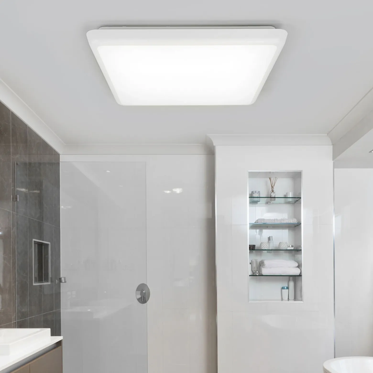Arcchio plafón LED Augustin, 30 x 30 cm, blanco, IP54