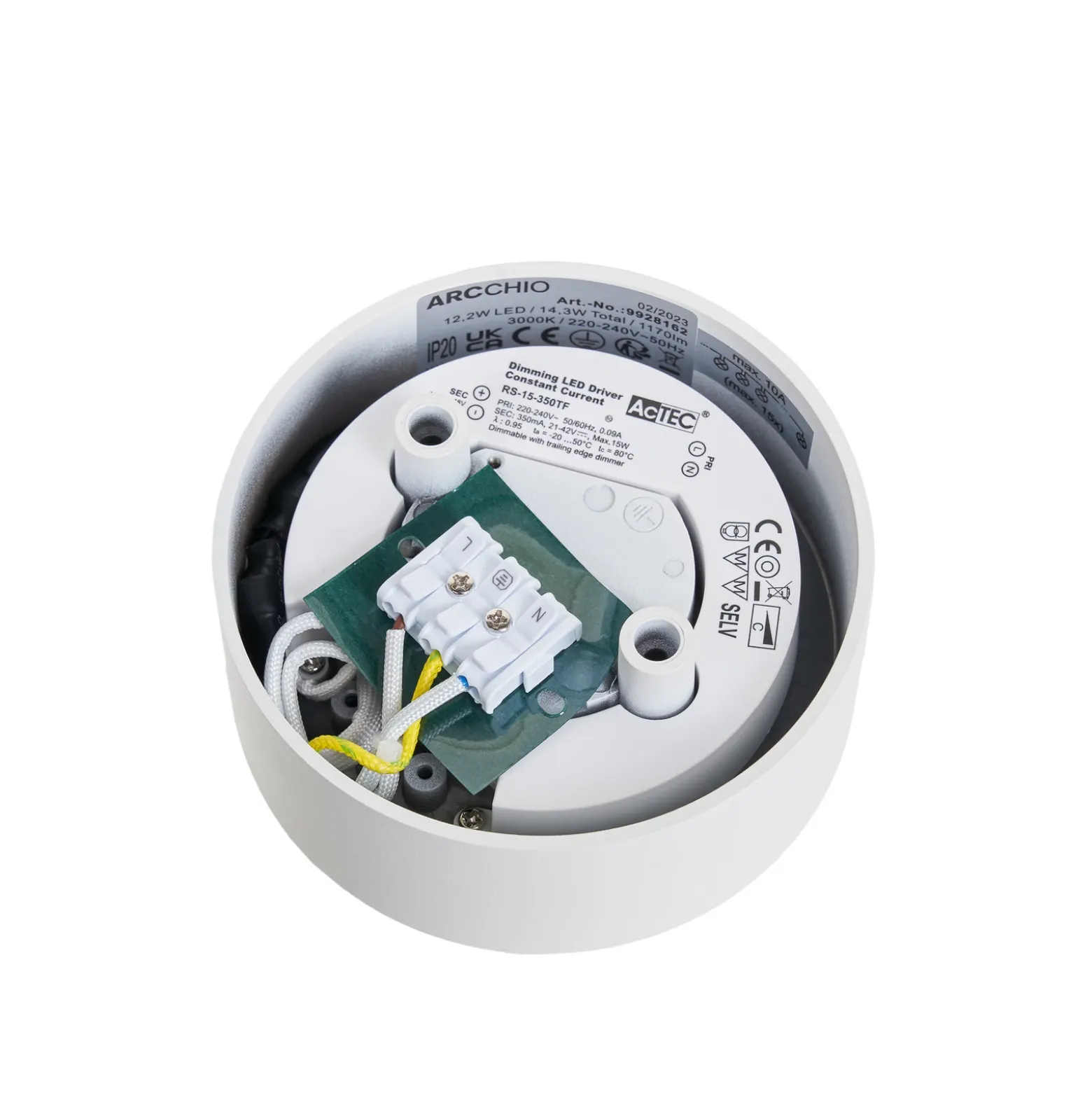 Arcchio Rotari Lámpara LED de techo, lente, 1 luz fija
