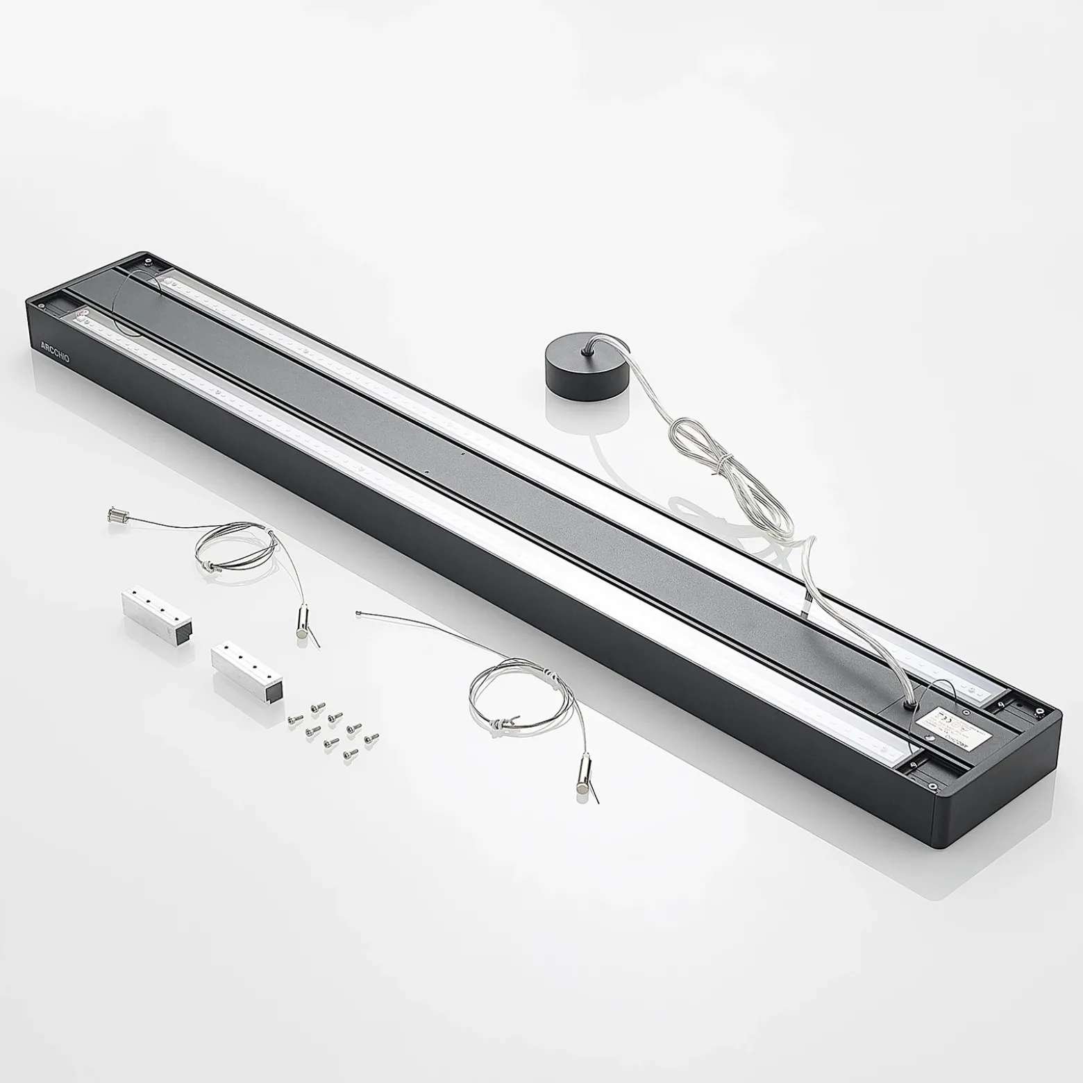 Arcchio Susi lámpara colgante LED de oficina, negro, 120cm, 4000K, DALI