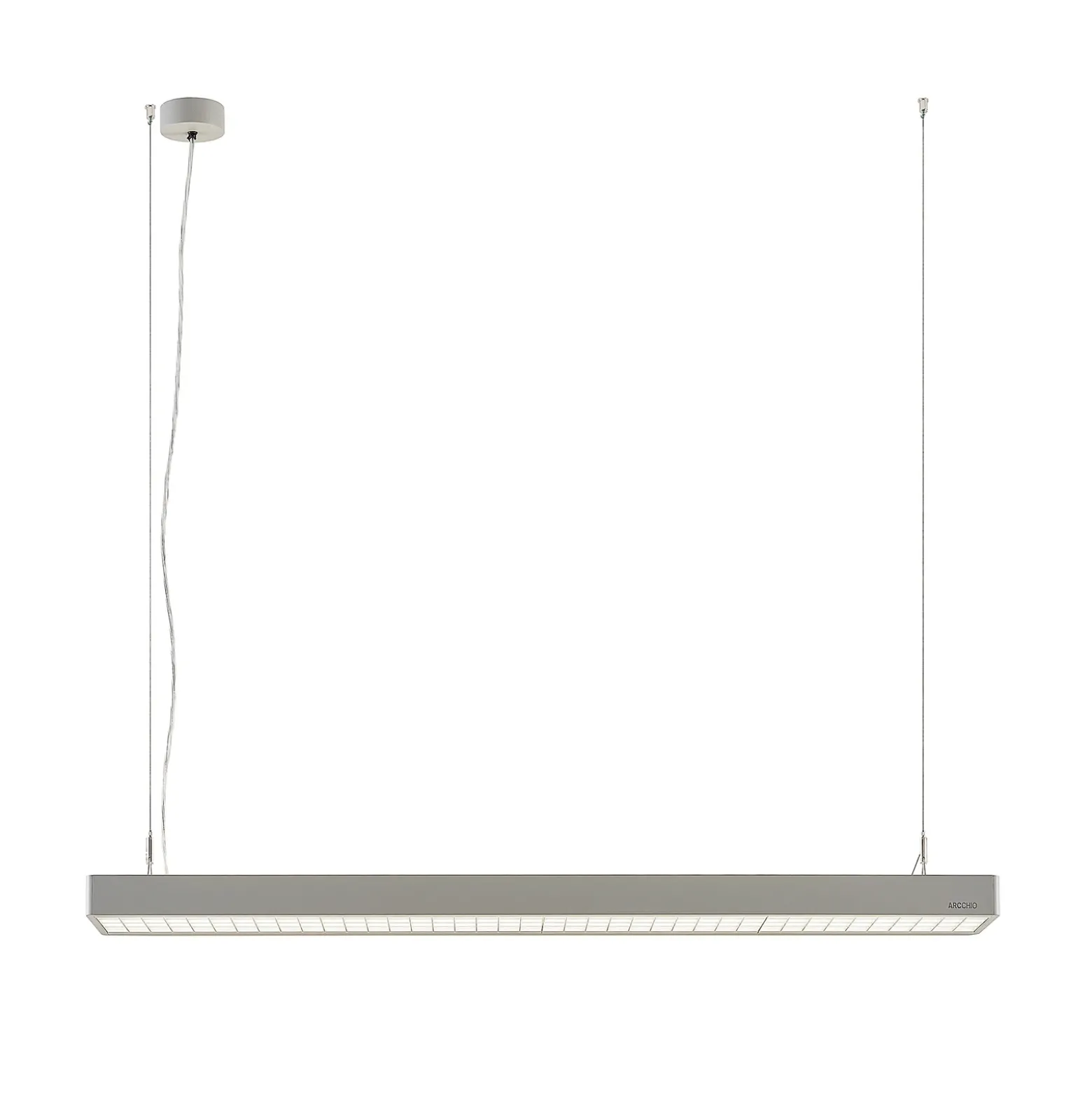 Arcchio Susi lámpara colgante LED de oficina, plata, 120 cm, 4000K, DALI