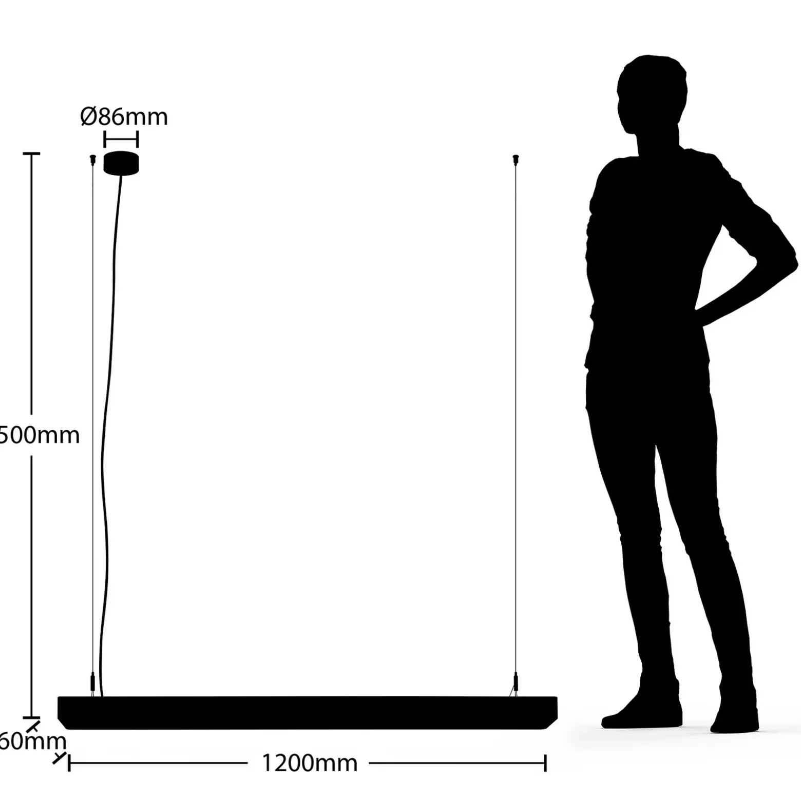 Arcchio Susi lámpara colgante LED de oficina, plata, 120 cm, 4000K, DALI