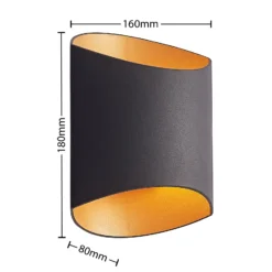 Arcchio Vilja aplique, negro, oro, ovalado