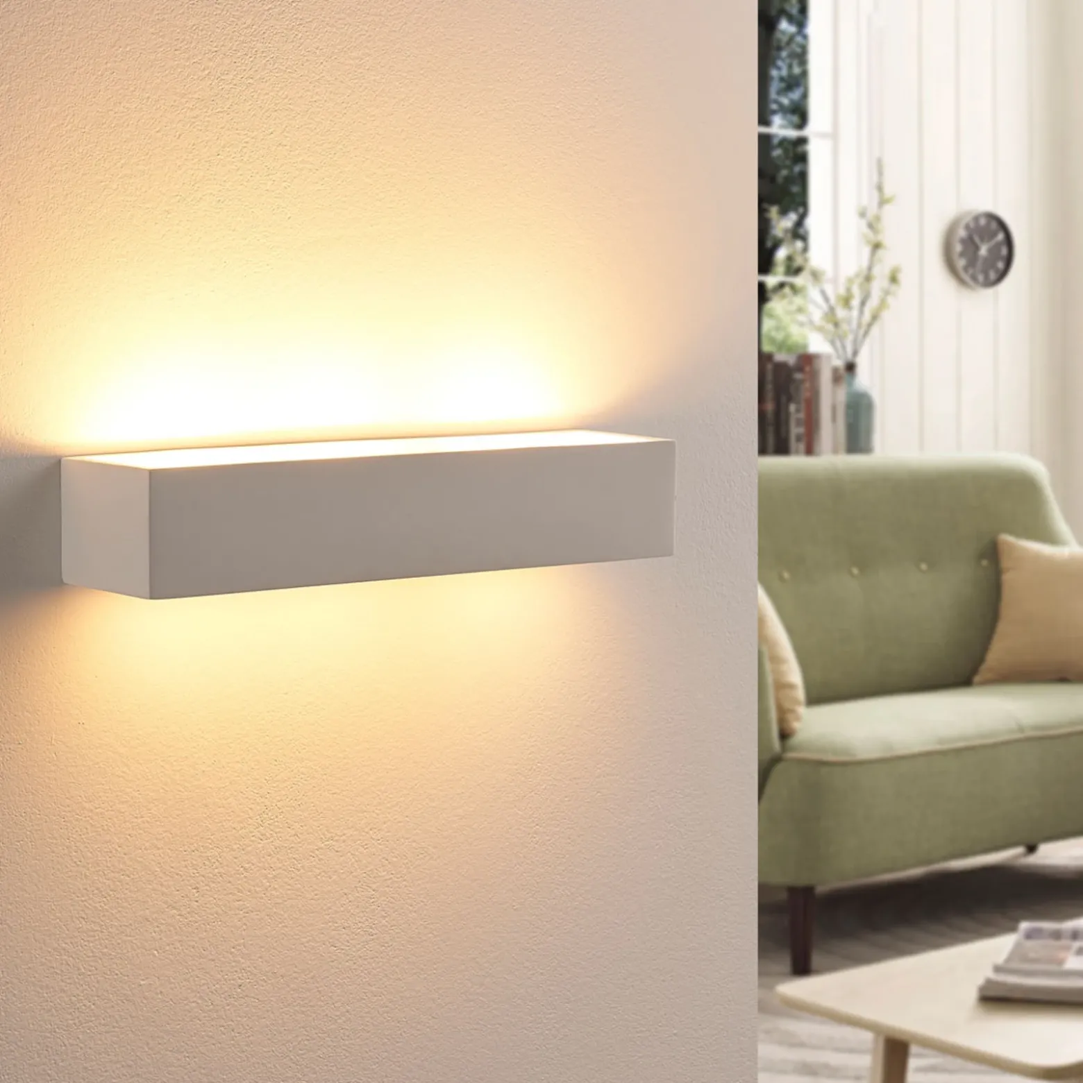 Arya aplique de pared, arriba/abajo, blanco, escayola, G9, 2 luces, pintable