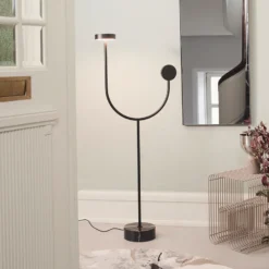 AYTM lámpara de pie LED Grasil, negro, mármol, altura 127 cm
