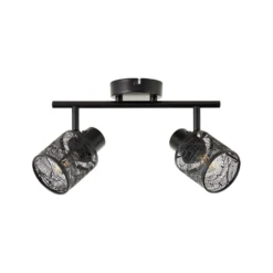 Bano downlight de techo, longitud 34,5 cm, negro mate, 2 luces.