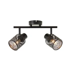 Bano downlight de techo, longitud 34,5 cm, negro mate, 2 luces.