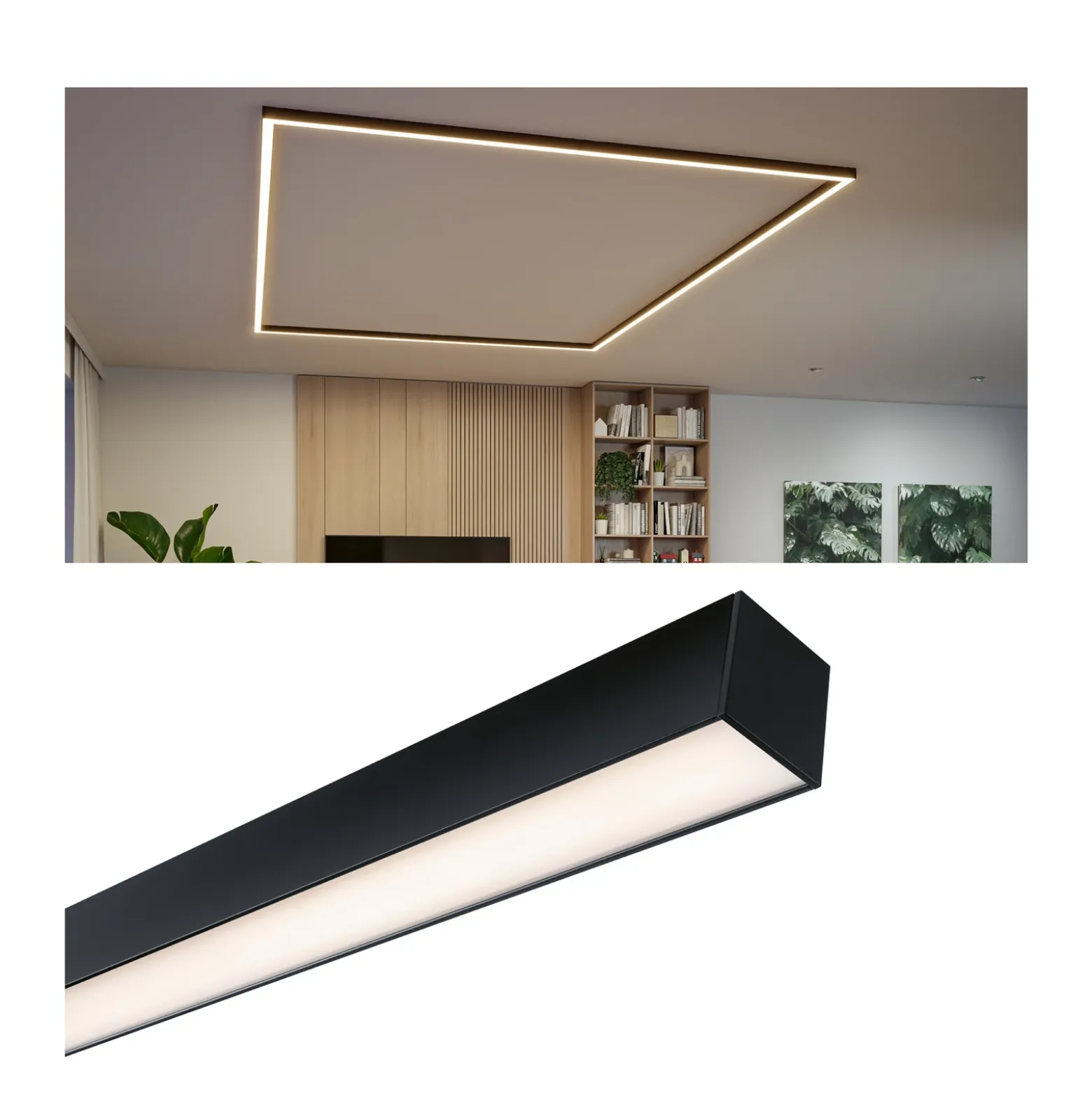 Barra de luz LED Linion de Paulmann, negra, 100 cm, 3000 K