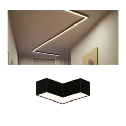 Barra de luz LED Linion de Paulmann, negra, esquina de 90°, 3000 K
