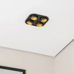 Bega LED foco empotrable Studio Line negro/latón, 4 luces.