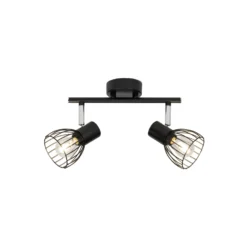 Blacky downlight de techo, longitud 31 cm, negro, 2 luces, metal