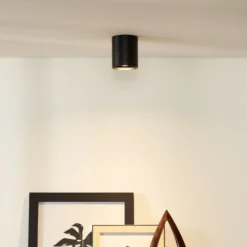 Bodi downlight de techo, redondo, negro, Ø 8 cm, 1 luz, aluminio