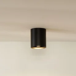 Bodi downlight de techo, redondo, negro, Ø 8 cm, 1 luz, aluminio