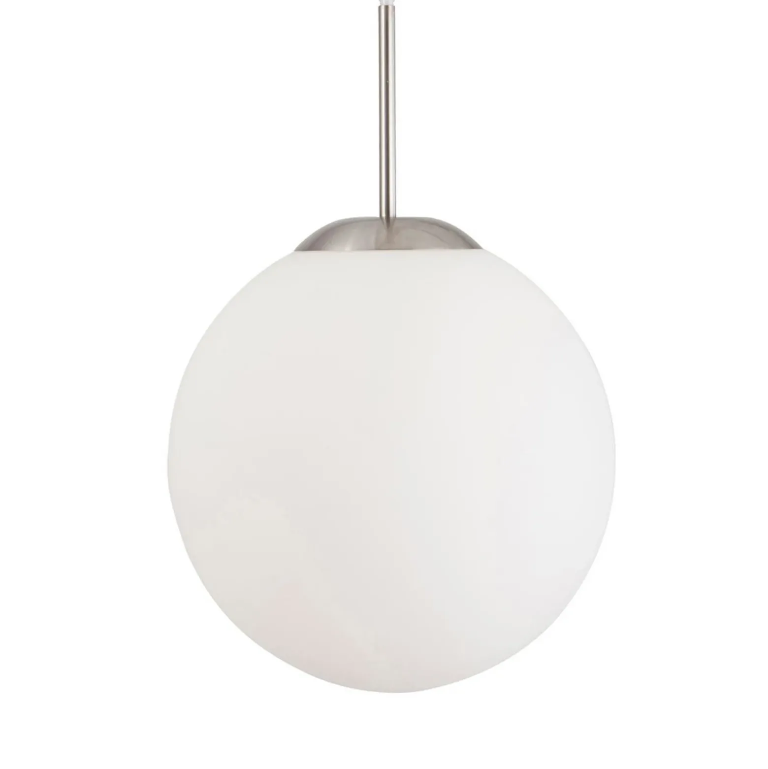 Bollique lámpara colgante, acero, blanco opal, cristal, redonda de 5 luces