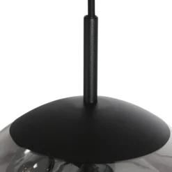 Bollique lámpara colgante, gris ahumado/negro, cristal, 5 luces