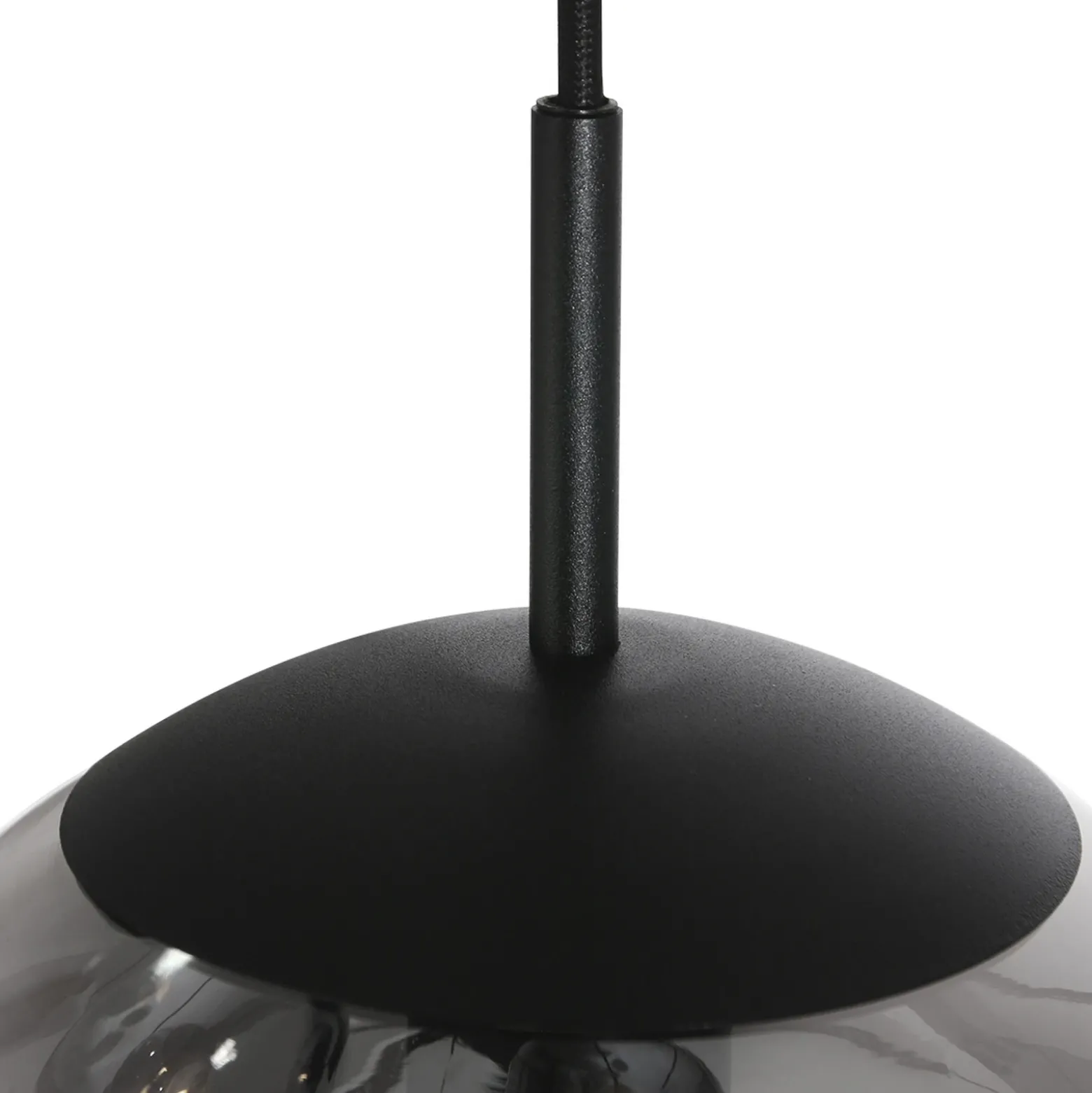 Bollique lámpara colgante, gris ahumado/negro, cristal, 5 luces