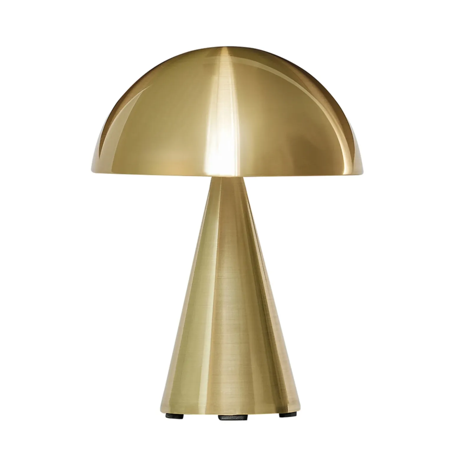 Bonita lámpara de mesa LED recargable Mush, latón, IP44 atenuable