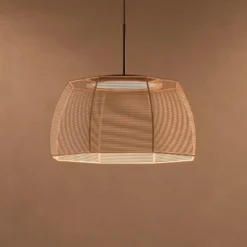 Bover lámpara colgante LED Tanit, Ø 61 cm, negro/beige, tela