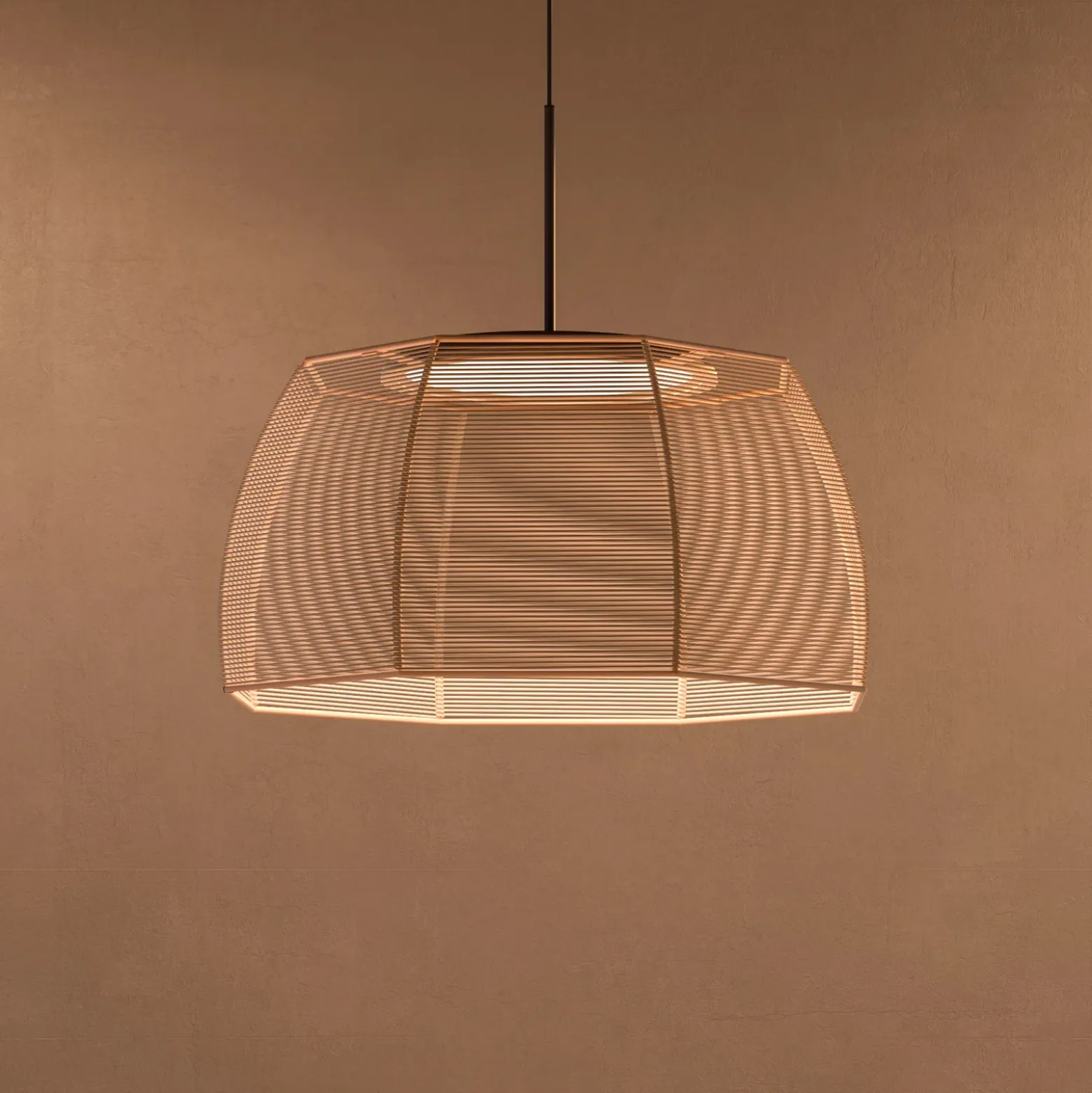 Bover lámpara colgante LED Tanit, Ø 61 cm, negro/beige, tela