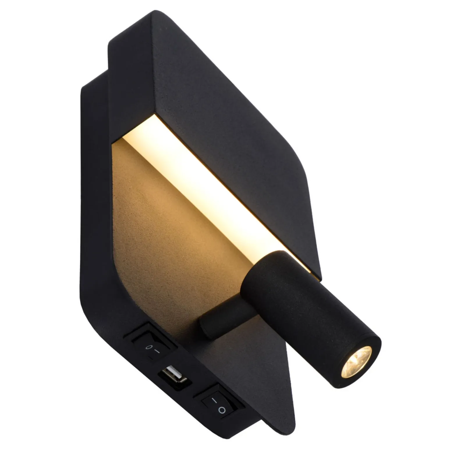Boxer Aplique de pared LED con foco, negro
