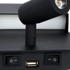 Boxer Aplique de pared LED con foco, negro