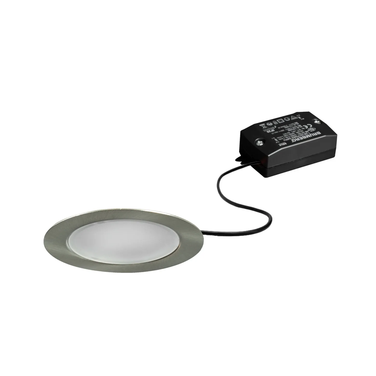 BRUMBERG LED downlight empotrable BB17, encendido/apagado, níquel mate