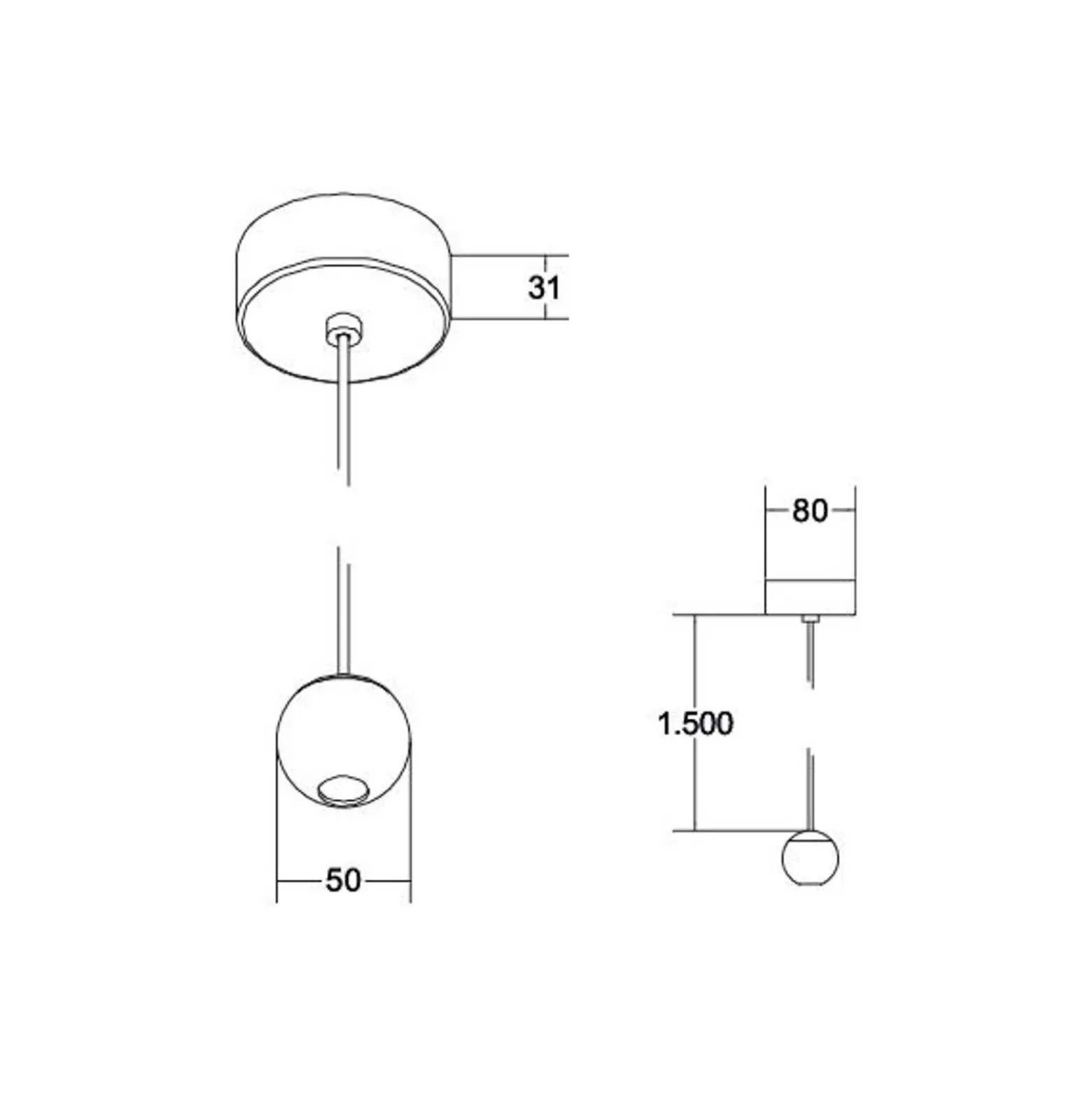 BRUMBERG Lámpara colgante LED Bola, aluminio, negro/cromo