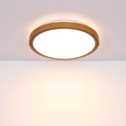 Bruno Plafón LED con marco de madera CCT Ø 44 cm