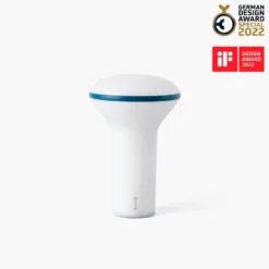 Buddy lámpara de mesa LED recargable, blanco/azul, policarbonato, Ø 11 cm