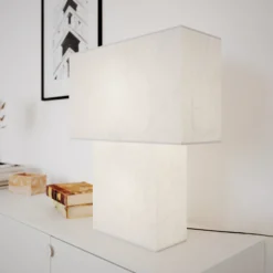 By Rydéns lámpara de mesa iSquare, blanca, altura 50 cm